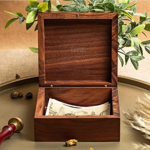 Xinghong <b>Wooden</b> <b>Jewelry</b> <b>Box</b> 12.9x12.9x5cm Vintage Walnut Color Flip Top Storage Organizer For Desktop Use - Product Image 3