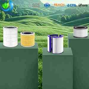 Filtre à air cylindrique multi-étages 99,97% H15 HEPA avec filtre à charbon actif pour éliminer les odeurs, la fumée et les poils d'animaux, compatible avec Levoit Dyson - Product Image 1