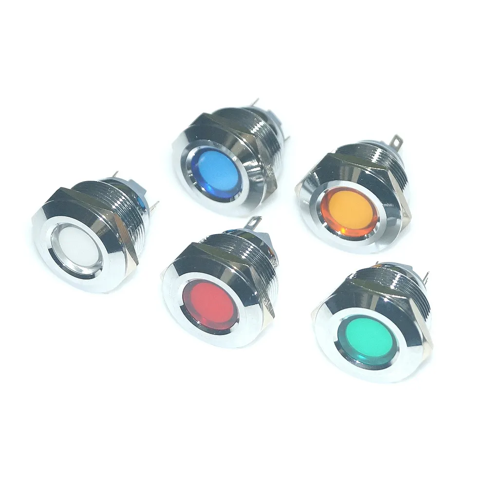 Lâmpada piloto de metal LED de diâmetro 22 mm à prova d'água, lâmpada indicadora LED com 3V 12V 24V 36V 110V 220V
