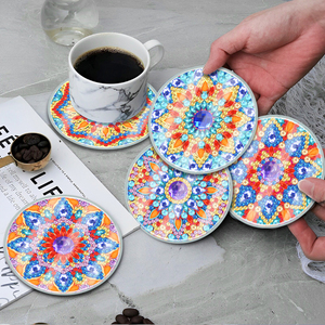 Mandala diamant peinture sous-verres Kit bricolage coussin d'isolation thermique conception étanche sous-verre acrylique pour <span class=keywords><strong>adultes</strong></span> - Product Image 4