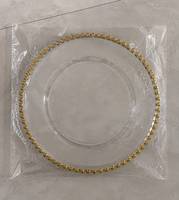 Platos Base Transparentes con Borde Dorado |   Platos de plástico esmerilado de 13 pulgadas con borde de cuentas para fiestas, banquetes y Navidad