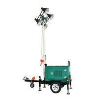 Tour d'éclairage mobile compacte, petite tour d'éclairage manuelle/hydraulique avec lampes LED haute luminosité pour l'entretien routier