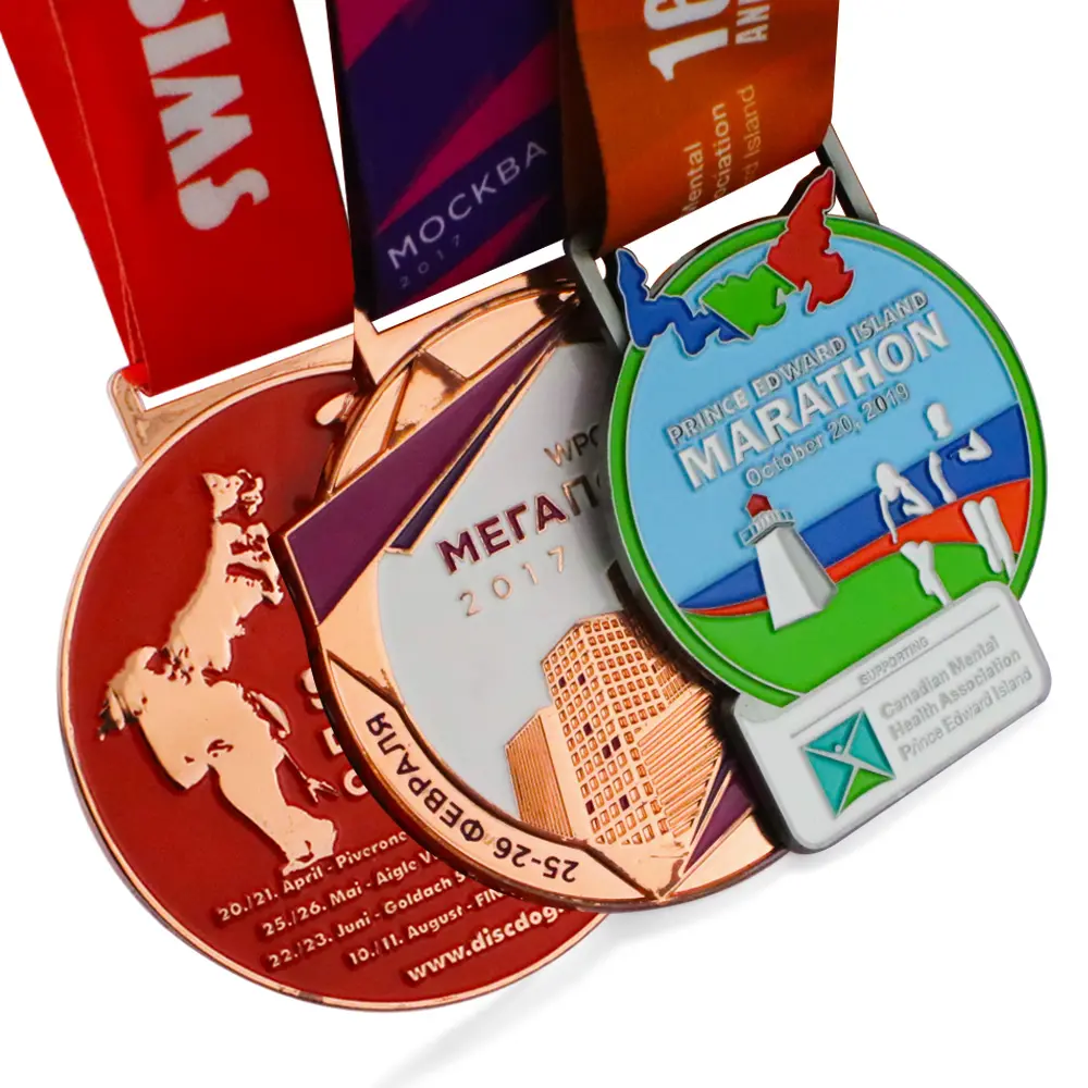 Oneway 3Dメタルトライアスロンフィニッシャーゲームマラソンランニングスポーツカスタムメダル