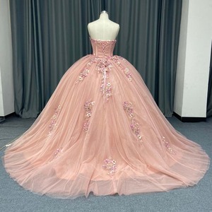 Robe de Quinceañera Lsany257 rose à col cœur en tulle avec appliques de sequins, robes de Quinceañera Jancember - Product Image 4