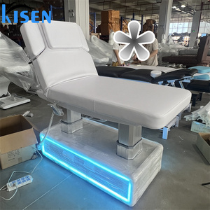 เตียงเสริมสวยไฟฟ้า พร้อมไฟ LED ในตัว ปรับระดับได้ทั้งหลัง ขา และที่วางแขน หุ้มด้วยหนัง PU คุณภาพพรีเมียม แถมฟรีเก้าอี้สำหรับร้านเสริมสวย ต่อขนตา และทำทรีทเมนท์ผิวหน้า - Product Image 2