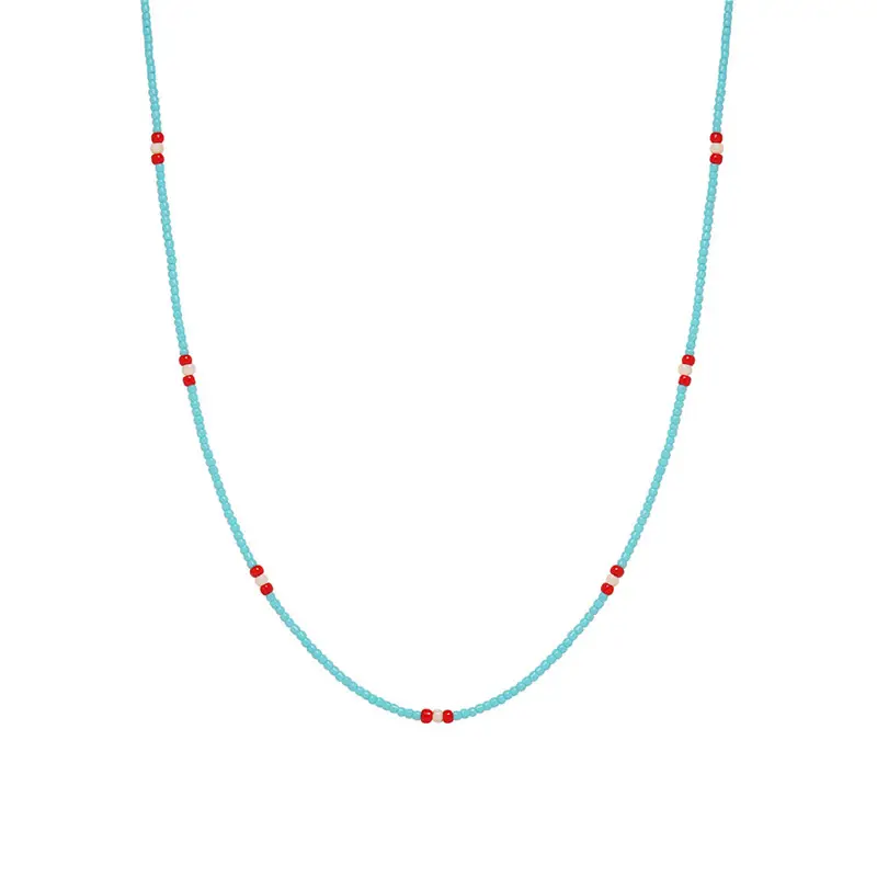 Collana girocollo con perline a filo singolo blu di vendita calda personalizza cavigliera estate Boho a strati collana con catena di perline colorate da donna