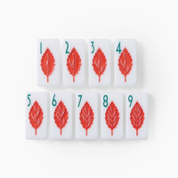 Jeu de tuiles de mahjong américain en acrylique à quatre couches avec icônes naturelles botaniques, œuvre d'art personnalisée pour les cadeaux en gros et les détaillants de jeux