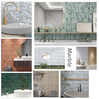 Carreaux muraux en marbre de jade vert poli, comptoirs en travertin rouge, panneau de pierre 3D personnalisé, décoration intérieure moderne pour la maison