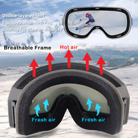 Personnaliser les lunettes de ski pour hommes OTG sur les lunettes Sports de plein air Lunettes de snowboard pour les femmes Protection UV Anti-buée Lunettes de ski