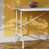 Table pliante portable en plastique blanc de 2.4m Table d'extérieur pliante rectangulaire blanche Bjflamingo