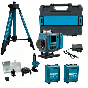 Nivel Láser de 3 Puntos con Batería de Iones de Litio para Pisos y Paredes, Trabajo de Construcción Profesional, Autonivelante de 360°, Haz Verde, Kit Completo - Product Image 1