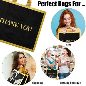 Black Plastic Shopping <b>Bags</b> 12x15 In With Handle Thank You Print For Boutique <b>Small</b> Business - Product Image 4