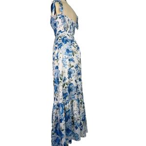 เสื้อผ้าผู้หญิงฤดูใบไม้ผลิและฤดูร้อน, เดรสลายดอกไม้, กระโปรงยาวทรงเอแขนสั้นลำลอง - Product Image 5