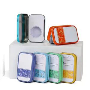 Recipiente para embalagem de pastilhas de hortelãs personalizadas, lata de metal com dobradiça, pequena caixa retangular em relevo para hortelãs