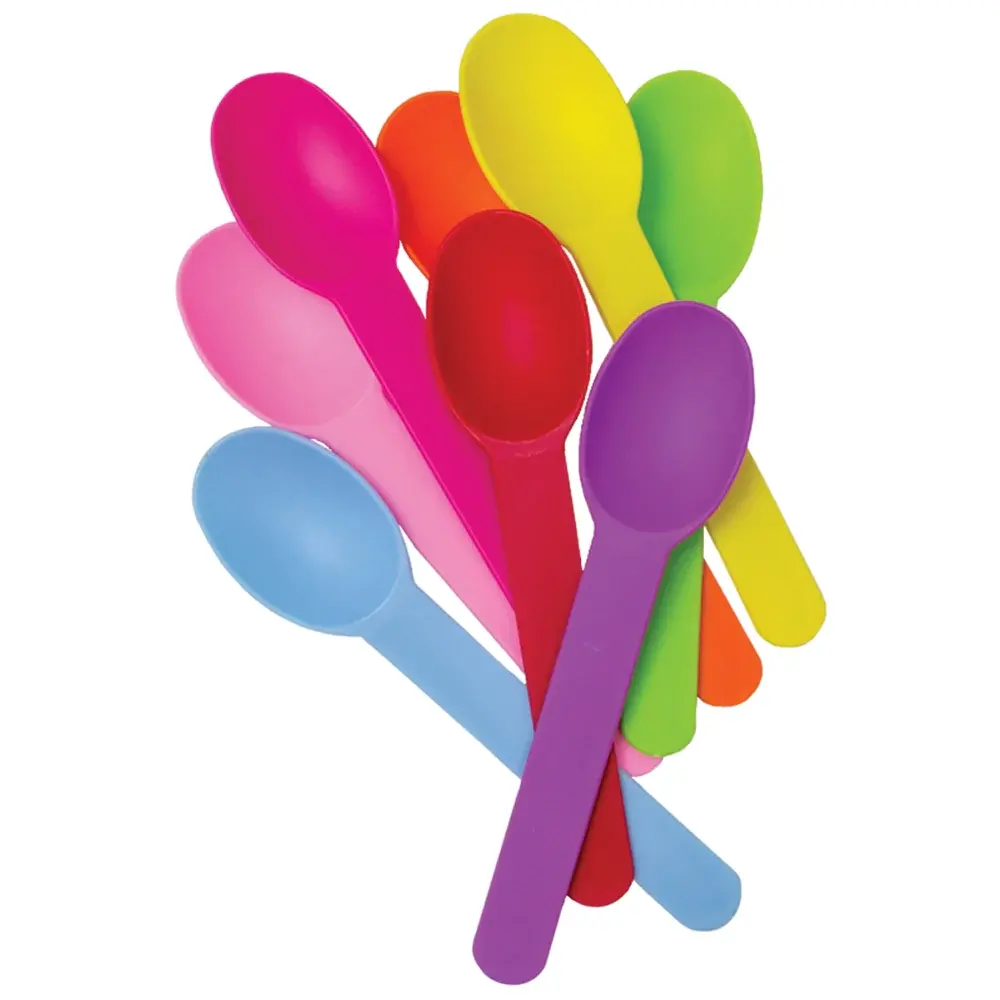 15CM Degradable Spoon Opp Bag Wrapped Yogurt Green Pink Disposable ice cream spoon long handle stirring coffee spoon dessert