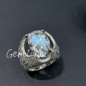 Anillo ovalado de diamantes cultivados en laboratorio de 10 quilates diseñado específicamente para hombres, certificado GIA, hecho de oro de 18 quilates de alta calidad - Product Image 3