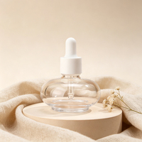 Flacon compte-gouttes en verre en forme d'ampoule de 30 ml avec insert compte-gouttes, idéal pour les huiles et liquides de soin de la peau, pour l'approvisionnement en contenants cosmétiques en vrac