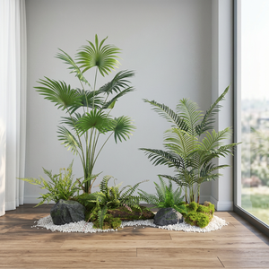 Arbres artificiels, plantes artificielles, feuilles de canna vertes, décoration murale verte d'intérieur, décoration de jardin à domicile, plantes artificielles - Product Image 1