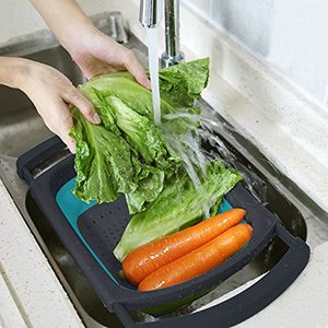 Gadgets de Cuisine en <span class=keywords><strong>Silicone</strong></span> Multi-Fonction Portable Pliable <span class=keywords><strong>Rétractable</strong></span> Égouttoir à Fruits Légumes Panier Ensemble <span class=keywords><strong>Passoire</strong></span> avec Poignée - Product Image 3