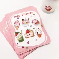 Feuille d'autocollants adhésifs mignons à thème alimentaire de dessins animés pour l'artisanat des enfants, les carnets, les agendas, les albums de scrapbooking, les décorations de fêtes et l'emballage de cadeaux