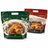 Sac d'emballage personnalisé pour poulet rôti avec poignée, fenêtre transparente et fermeture éclair pour plats chauds à emporter