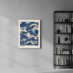 Affiche abstraite minimaliste sur toile, motif <span class=keywords><strong>vague</strong></span> bleue japonaise, style Wabi Sabi rétro oriental, pour décoration murale de salon, cadeau - Product Image 4
