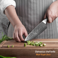 AMSZL Couteau de chef japonais professionnel 8 pouces en acier damas avec lame en acier au carbone VG-10 Couteau de cuisine avec manche G10