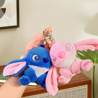 Porte-clés en peluche super doux Lilo & Stitch, pendentif pour machine à griffes, jouet breloque, cadeau avec rembourrage en coton PP, vente en gros