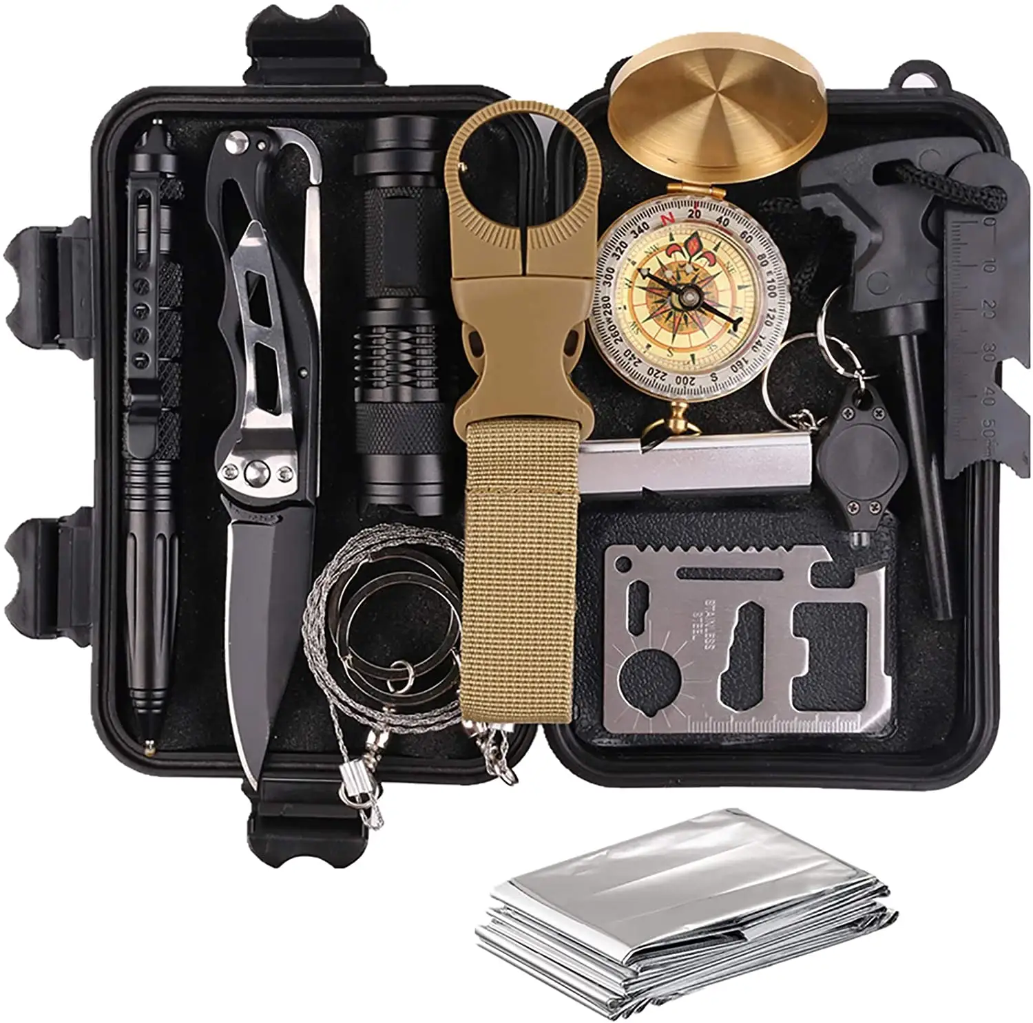 Survival Gear and Equipment 13 in 1 Cool Stuff Camping Survival Kit for camping ,fishing