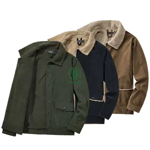 Custom Men's Wool Liner Corduroy Vintage Coat For Men Men's Corduroy Plus Velvet Thick Jacket Plus Size Top Solid Color Jacket
