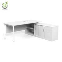 Bureau de direction IULTRA, modulaire, résistant à l'eau, design moderne, blanc, 140 cm, en forme de L, facile à assembler