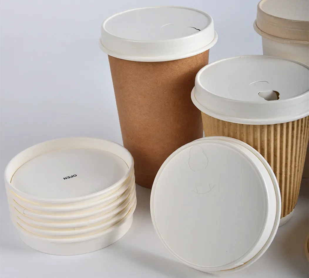 Custom Disposable Food Container Brown Kraft Paper Cup Soup Bowl Paper Lid