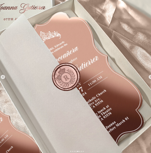 Invitations <span class=keywords><strong>de</strong></span> Quinceanera en acrylique miroir or rose 15e anniversaire invite à une fête en boîte avec sceau <span class=keywords><strong>de</strong></span> cire personnalisé et <span class=keywords><strong>couronne</strong></span> <span class=keywords><strong>de</strong></span> princesse - Product Image 5