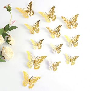 12 autocollants muraux 3D métalliques creux en forme de papillon pour Noël, festivals et décorations de fête à domicile - Product Image 2