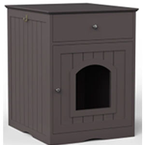 Caja de arena para gatos de madera marrón con cajón de almacenamiento, casa para mascotas, mesa auxiliar para el hogar de gatos en interiores - Product Image 5