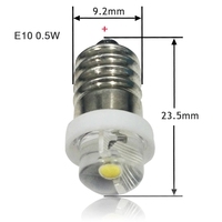 E10 0.5W 1W Lampe de poche LED Ampoule de remplacement Torches Lampe de travail 60-100Lumen Blanc pur DC3V 4.5V 6V