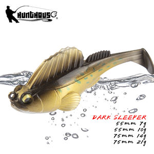 Hunthouse Leurre souple artificiel de pêche Dark Sleeper à queue pagaie souple et mobile, tête plombée, en plastique souple - Product Image 1