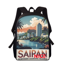 Sac à dos en polyester sur le thème de Saipan, fabriqué sur mesure, avec fermeture éclair fluide, idéal pour les étudiants, l'usage quotidien, les vacances, les sorties et comme cadeau de Noël