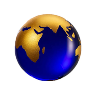 Trophée sportif en cristal bleu gravé sur mesure de haute qualité de Guangzhou, globe transparent du championnat du monde, cadeau en gros