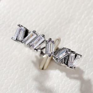 F769 Geometric Crystal <b>Bangle</b> <b>Bracelet</b> 925 Silver Channel Setting Women's Party Jewelry - Product Image 6