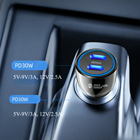 Chargeur de voiture USB-C double PD 60W en gros avec prise en charge des écouteurs et de la caméra, charge rapide, certifié CE et RoHS