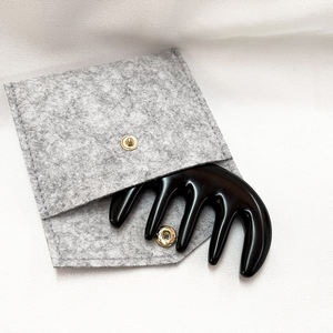 Peine Bian Stone Guasha para masaje del cuero cabelludo, herramienta de raspado de piedra para el crecimiento del cabello, aliviar dolores de cabeza, tensión muscular - Product Image 5