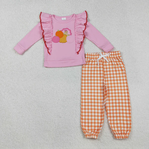 Conjuntos de Ropa para Niños al por Mayor, Conjuntos de Ropa para Niños de Primavera y Otoño, Conjunto de Blusa Rosa con Flores y Volantes para Niñas - Product Image 5