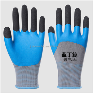 Gants en <span class=keywords><strong>latex</strong></span> de calibre 13, <span class=keywords><strong>double</strong></span> revêtement sur les doigts, gants de sécurité antidérapants, durables, respirants, pour travaux de construction, doux et confortables - Product Image 2