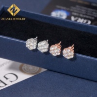 Anting Desain Bunga Matahari 9mm Perak Sterling 925 VVS Moissanite Anting Stud Hip Hop Perhiasan untuk Pria Wanita Hadiah