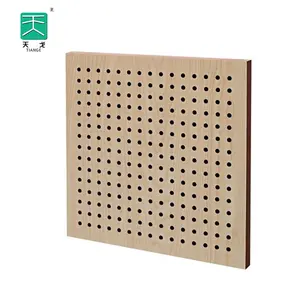 TianGe Acoustic Boards Perforated Wooden Sound Absorbing Material System Veneer Oak Wood MDF Panels For Home Theater