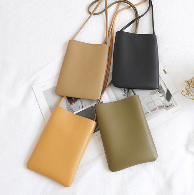 Korean Style Simple Women Crossbody Bag Custom Leather Cell Phone Bag Shoulder Pocket Wallet