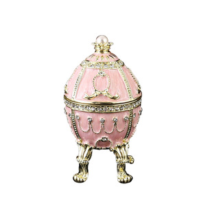 Boîte à bijoux en émail en forme d'œuf, artisanat rétro, boucles d'oreilles à clapet, bague, décoration pour la maison, le salon, la chambre - Product Image 5