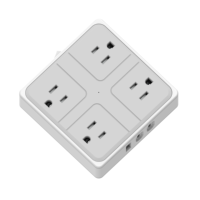 Stop Kontak Lantai ABS IP20 FCC Efisiensi Tinggi 10A 4AC 2USB-C 1USB-A dengan Proteksi Lonjakan Arus untuk Kantor, Rumah, Hotel, dan Mahasiswa