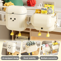 UFORU Poubelle murale suspendue style mignon, gain de place, pour décoration intérieure, en plastique avec couvercle